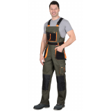 Полукомбинезон "МАНХЕТТЕН" оливковый с оранжевым и черным, стрейч