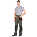 Брюки "МАНХЕТТЕН" стрейч оливковый с оранжевым и черным